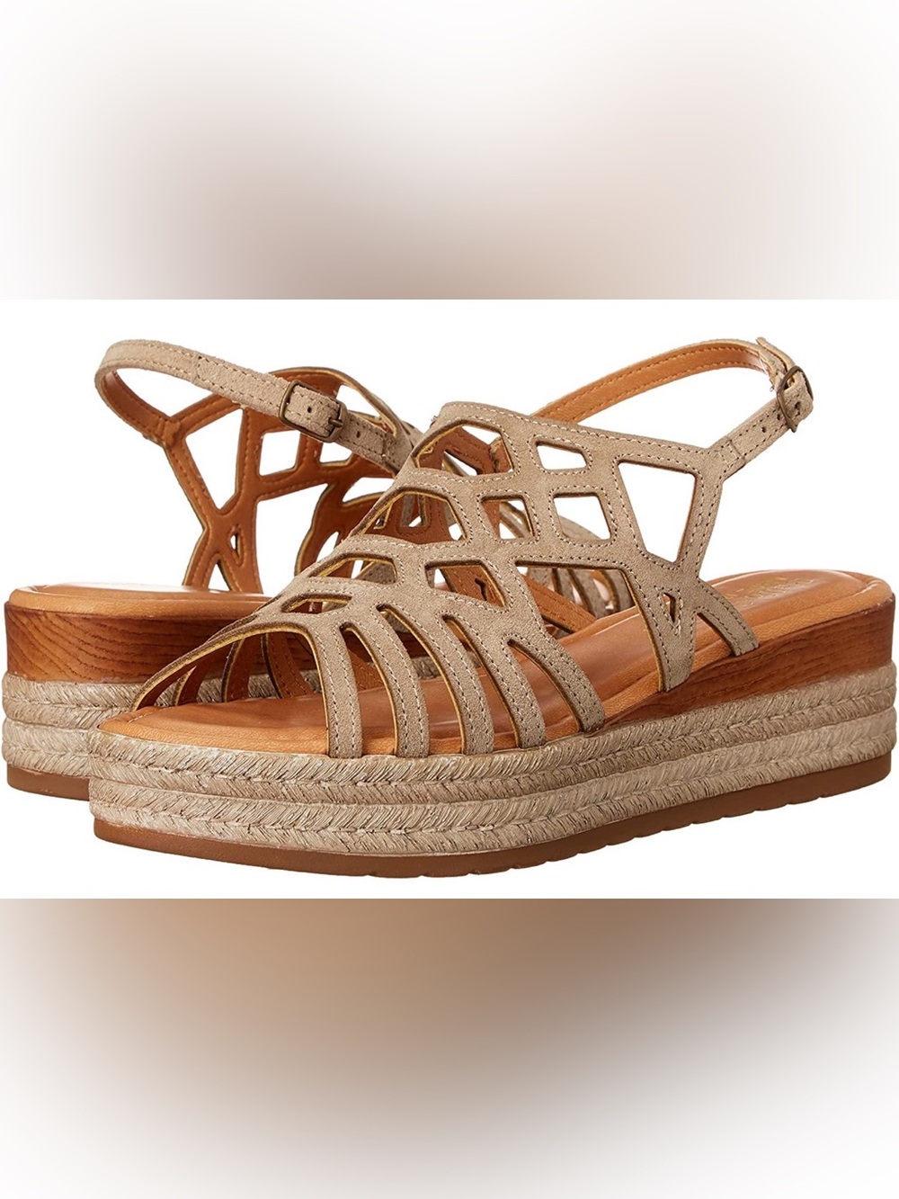 Bella~Vita Stone Espadrille Wedge Sandals